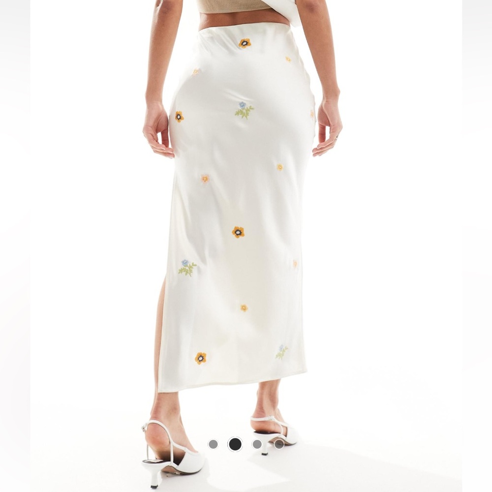 Satin slip midi skirt